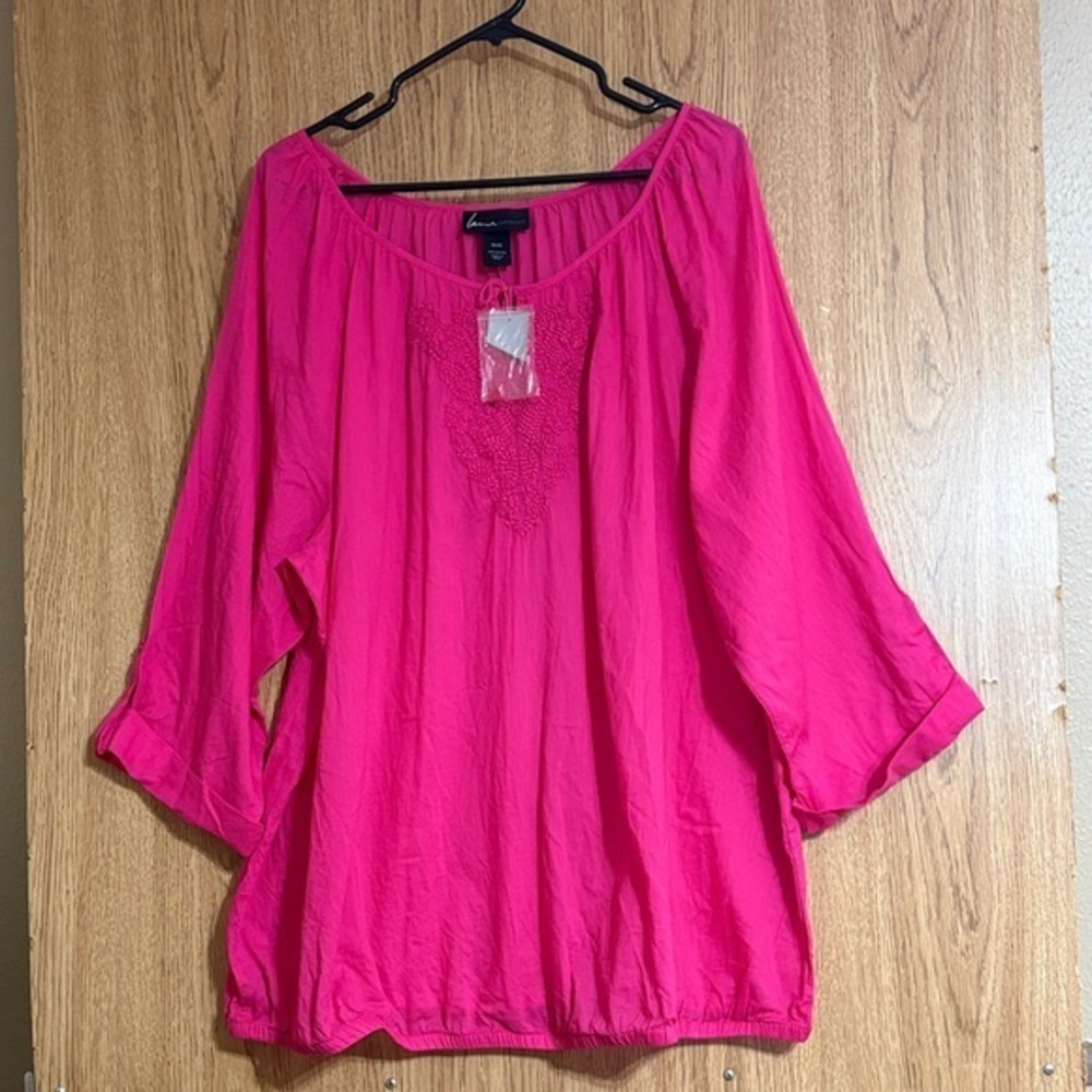 Lane Bryant Fuchsia 3/4 sleeve Top